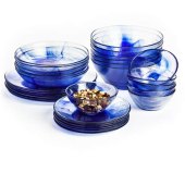 Bormioli Rocco Murano Tempered Glass Dinner Plates Blue