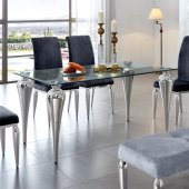 Dining Table With Glass Top X Base Design In Deep Brown Finish