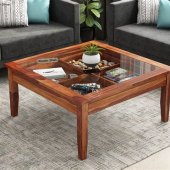 Glass And Wood Coffee Table With Storage