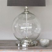 Glass Ball Table Lamp And Grey Shade