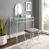 Glass Vanity Set With Stool