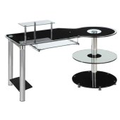 Innovex Black Clear Glass Orbit Computer Desk