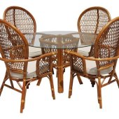 Rattan Glass Table And Chairs