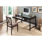 Wood Idabel Desk With Glass Top