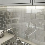 Light Grey Glass Subway Tile Backsplash