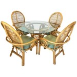 Rattan Glass Top Table And Chairs