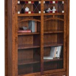 Wood Bookcase With Sliding Glass Doors
